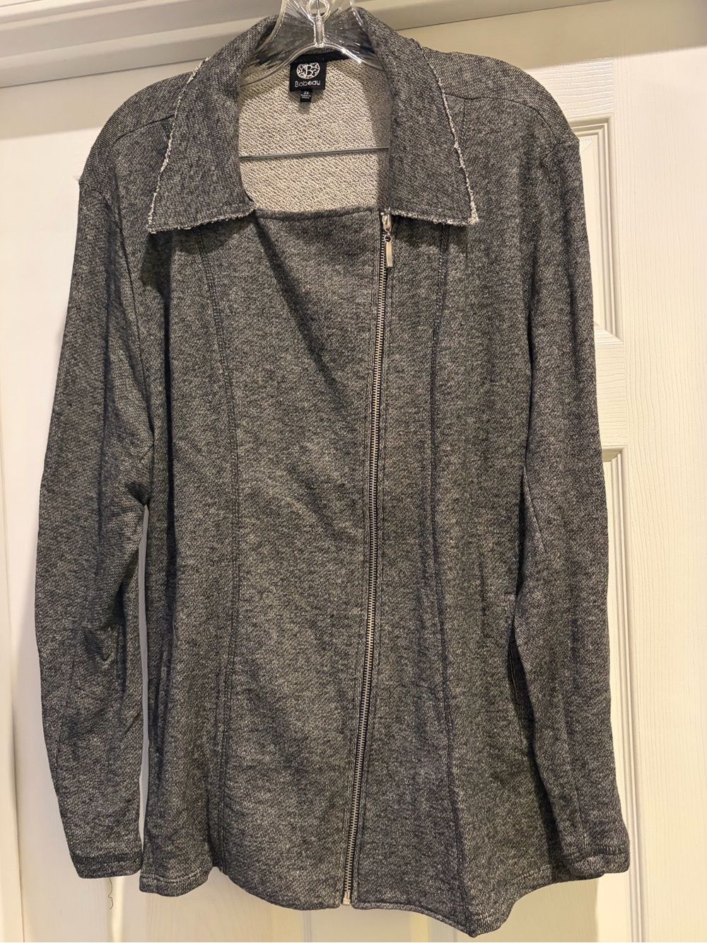 bobeau Heather Gray Asymmetrical Zip Jacket Size 2X